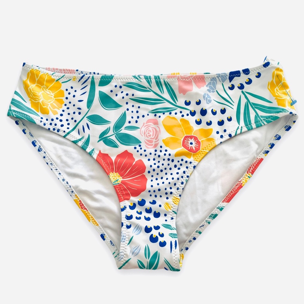 Beachsissi Floral Tropical Leaf + Polka Dot Multicolor Bikini Bottom